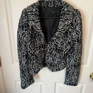 Black and white paisley cropped jacket